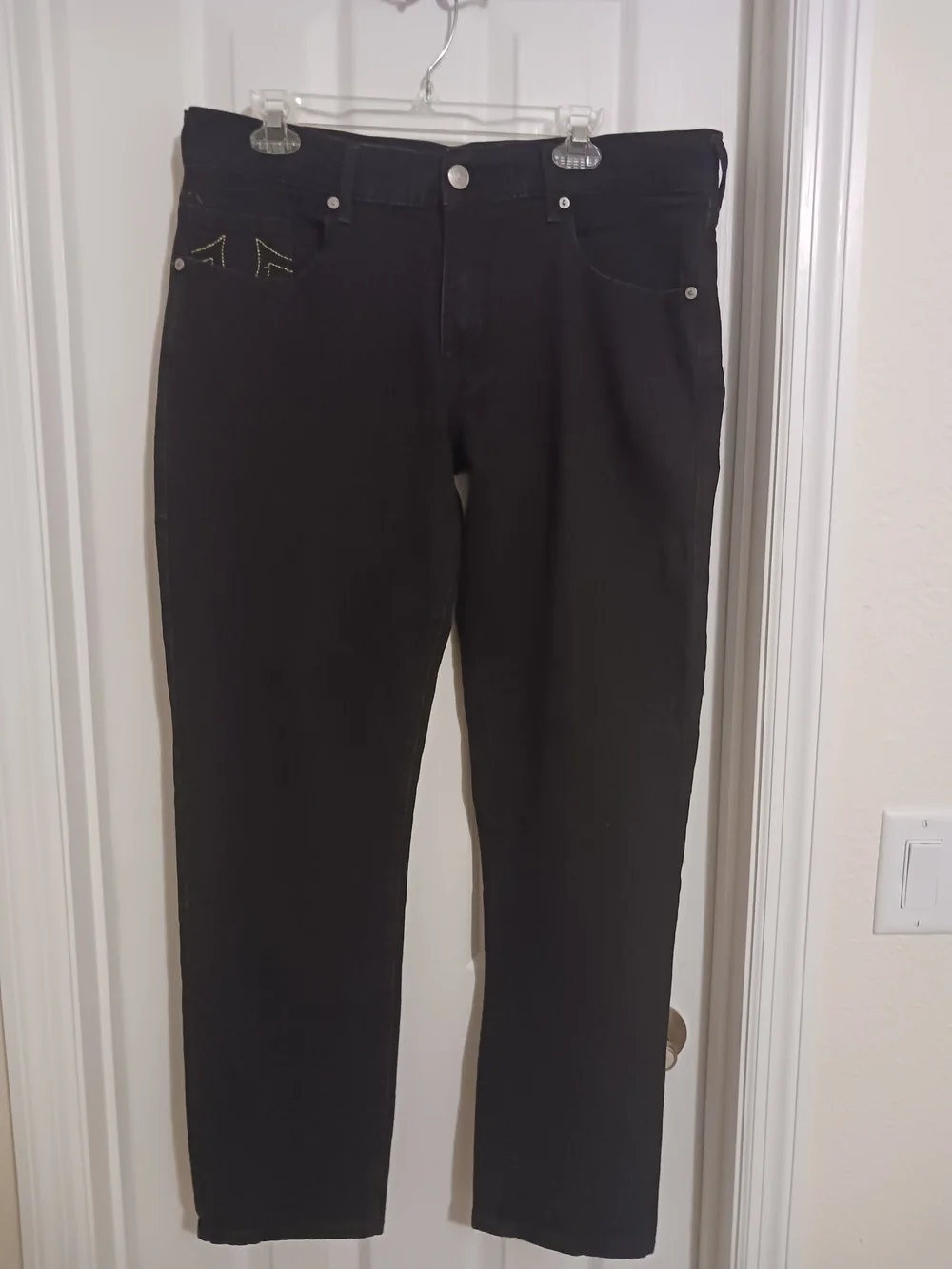 True Religion Men's Black Geno Slim Jeans with Gold  Stitch Accent 36x 30